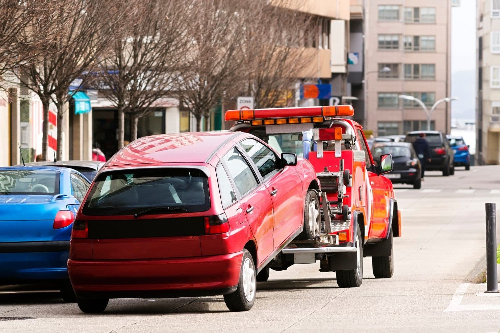 Chino towing company flatbed tow truck ready for collision towing and vehicle recovery services